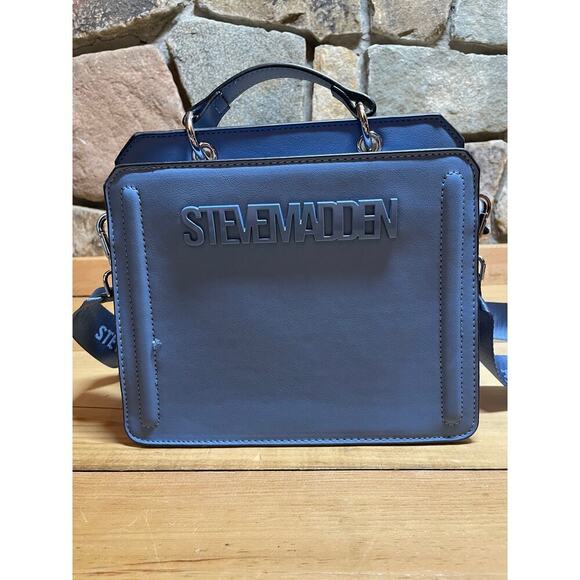 Steve Madden Bevelyn Satchel Crossbody Purse. Top handle. Blue. - Picture 1 of 9